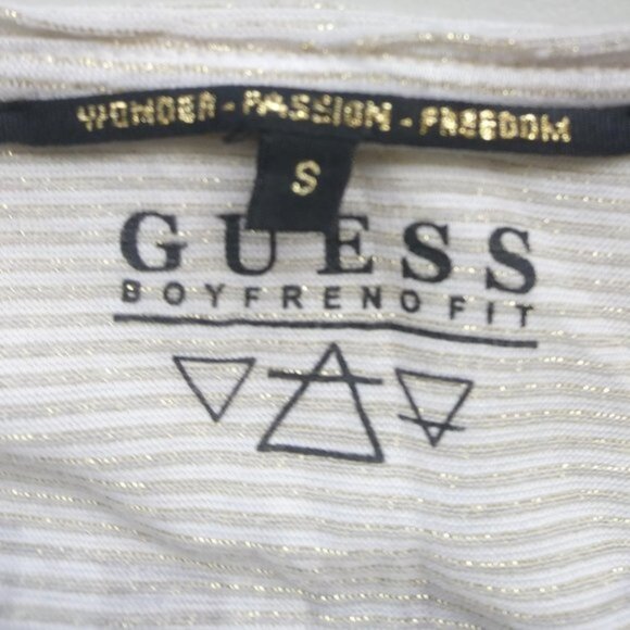 New GUESS Short Sleeve Crew Neck Top | Y2K Vibe Burnout Fabric Women's Small - Picture 5 of 7